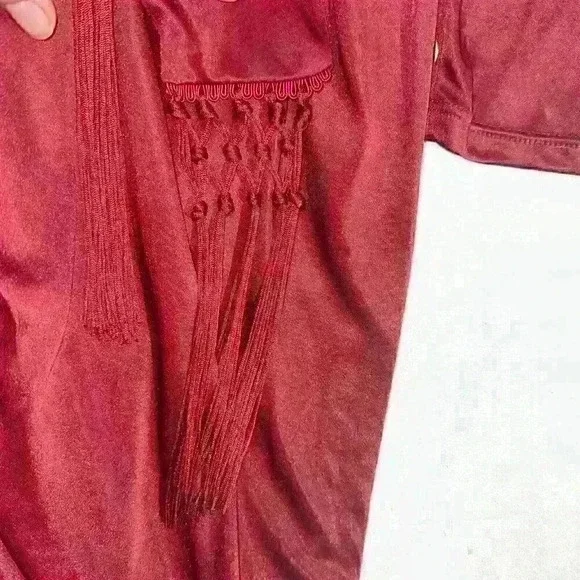 Altuzarra Target Burgundy Red Drape Wrap Dress Size Medium With Fringe Belt